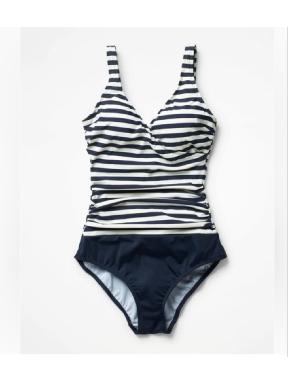 Boden Wrap Front Striped One Piece Swim Navy White Size 8
